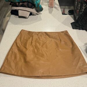 Abercrombie & Fitch Camel Leather Skort